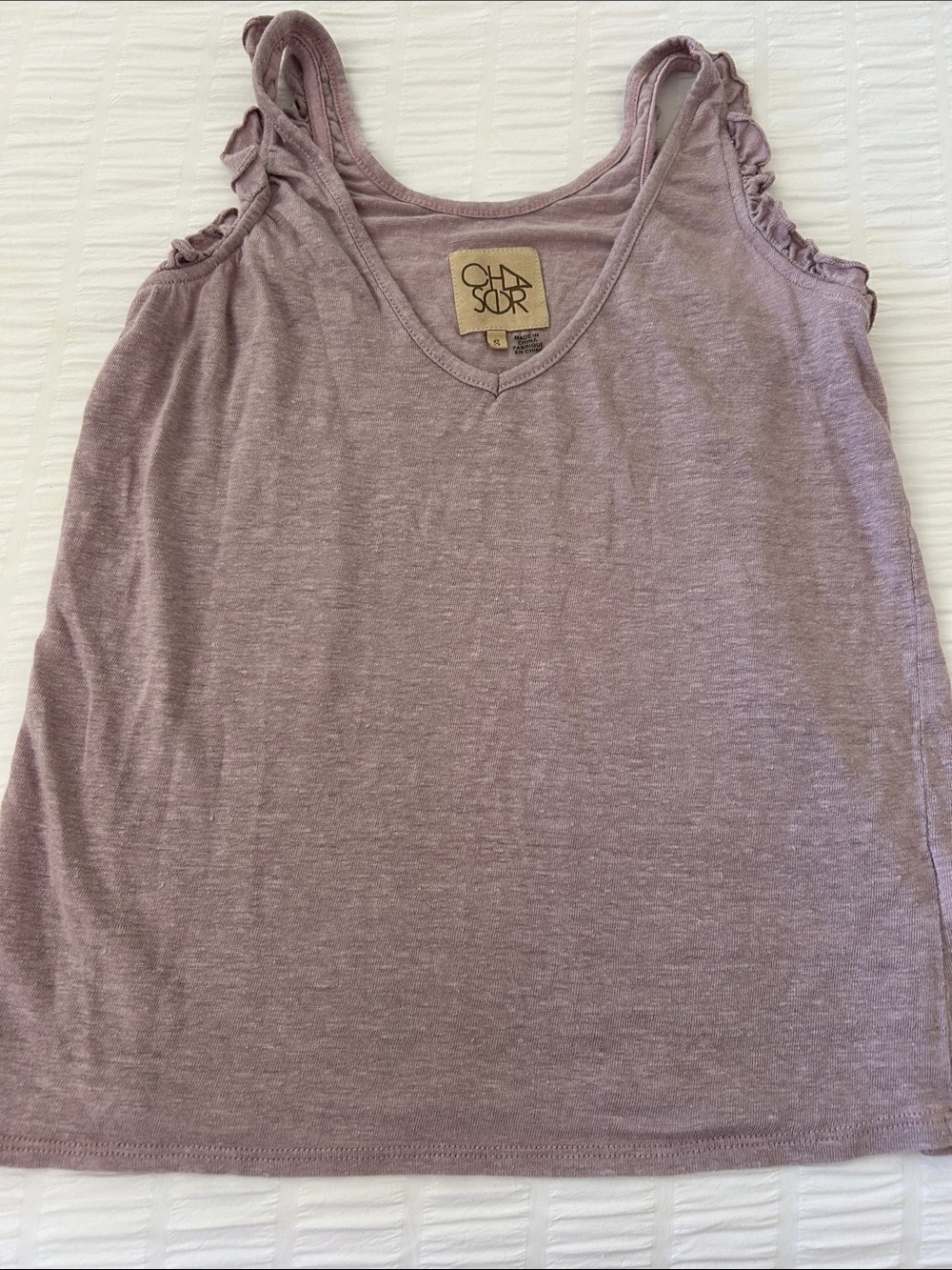 Chaser Women's Dusty Mauve Ruffle-Trim Tank Top